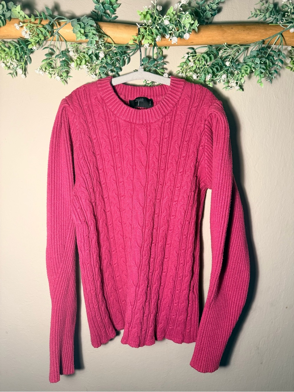 Tahari Petite Cable Knit Pink Sweater - PS